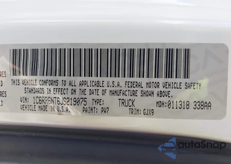 2018 Ram 1500 Laramie 4X2 5'7 Box из США, поврежденный, VIN 1C6RR6NT6JS219075